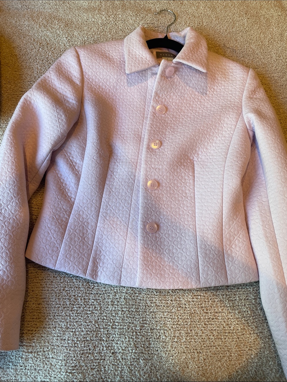 Kenar Pale Pink Textured Cropped Jacket - size 2 - Picture 2 of 5